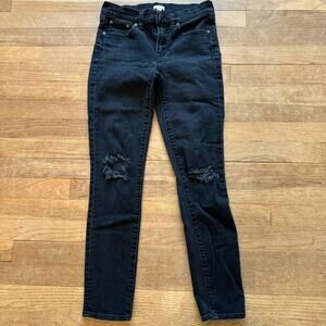 J. Crew black distressed stretch low rise jeggings pants size 2 b9